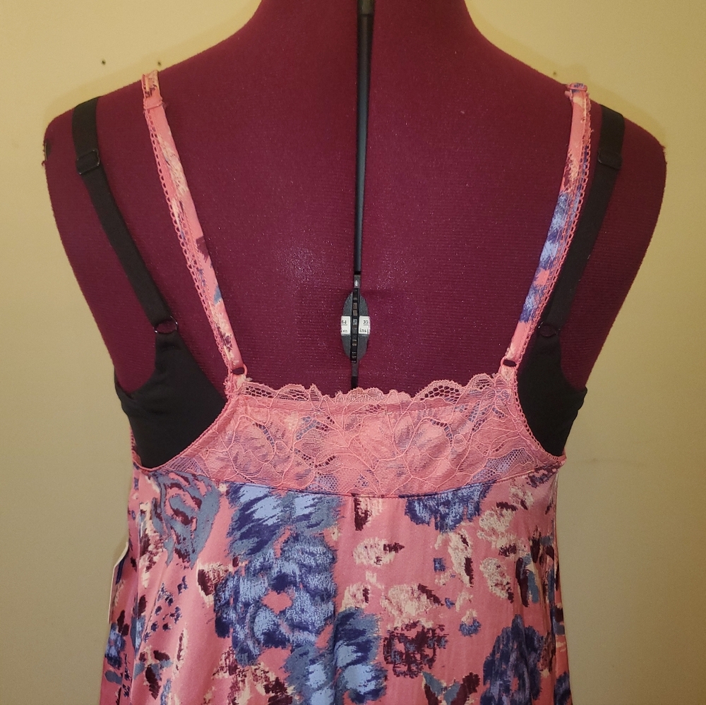 Intimately Free People First Date Pink Floral Lace-Trim Maxi Slip Dress Sz S - Picture 11 of 13